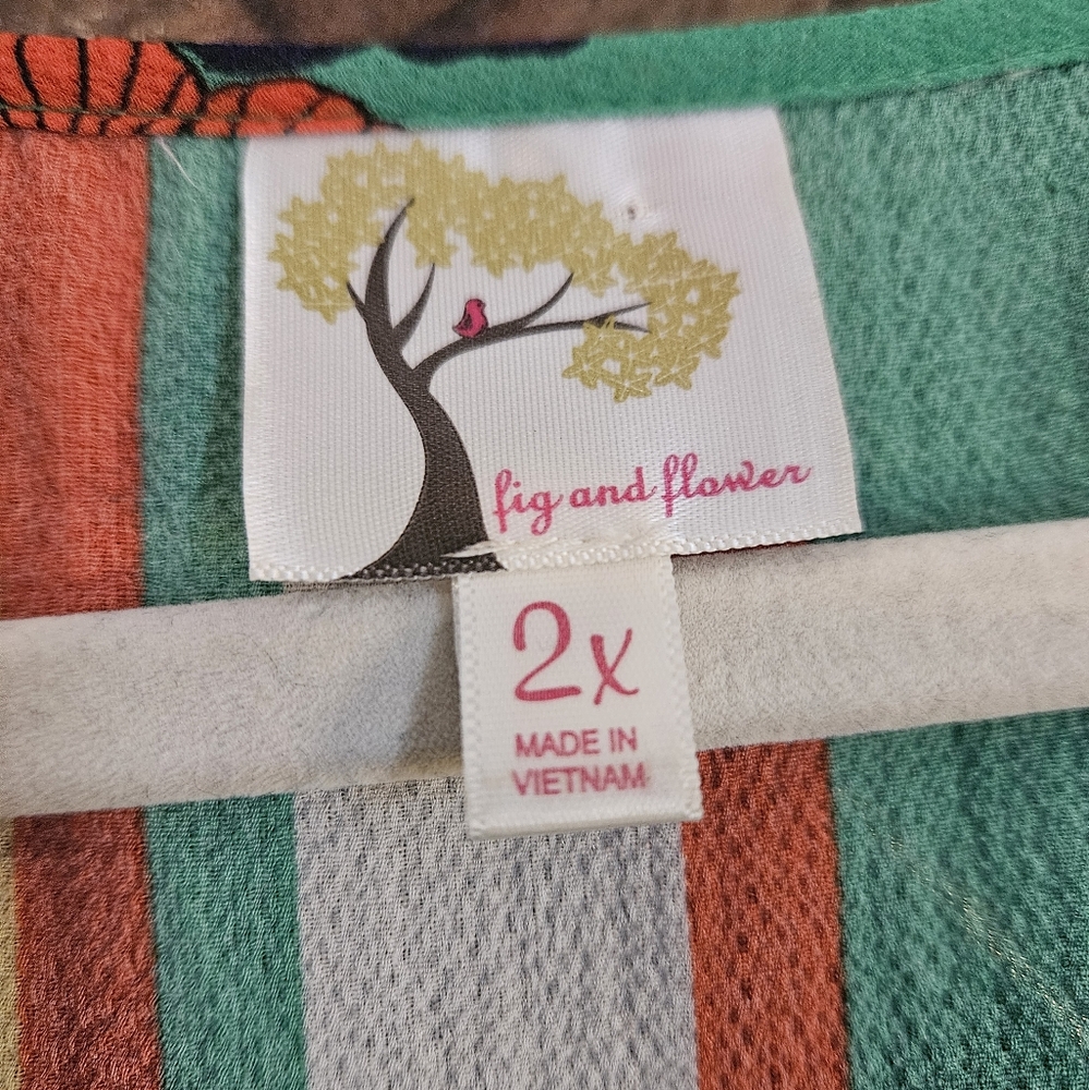 Fig and Flower Colorful Striped Blouse Sz 2X Crepe Material Euc - Picture 4 of 8